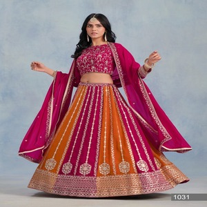 Vêtements de mariage Designer exclusif Fantaisie Élégante Nouvelle Élégance Faux Georgette Broderie Lehenga Choli À Bon Marché - Product Image 1