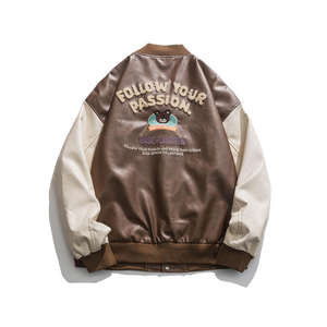 Vêtements personnalisés Manteau d'hiver surdimensionné à manches en cuir Varsity Bomber Jacket Unisexe Laine Letterman Broderie Bomber Varsity Jacket - Product Image 3