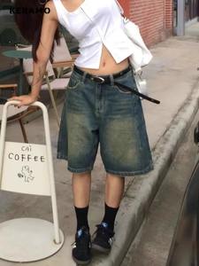 Pantalones cortos de mezclilla de gran tamaño Casual Jeans de cintura alta Mujeres Vintage 2025 Street Retro Shorts - Product Image 6