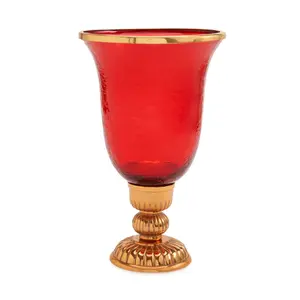 Tealight de vidro grande vermelho da moda