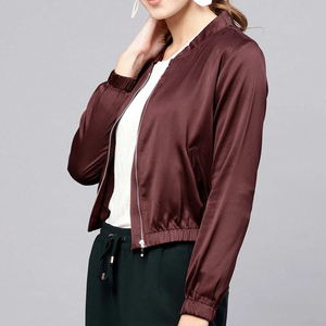 High Quality New Style Women's <b>Fabric</b> Lined Satin Jacket Breathable Comfortable With Custom Color Women <b>pink</b> Satin Bomber Jacket - Product Image 6