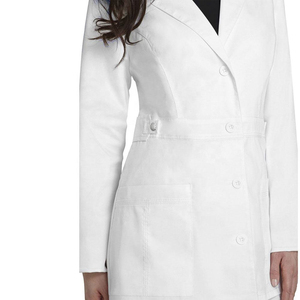 Bata de laboratorio de hospital para mujer de algodón blanco de alta calidad con diseño de moda Impresión de logotipo personalizado Enfermera impermeable - Product Image 2