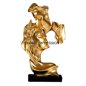 Contemporain Abstrait Or Métal Sculpture Moderne Pop Art Table Vitrine Étagère À La Main Bureau Fabriqué Cadeau De Mariage Décor - Product Image 6