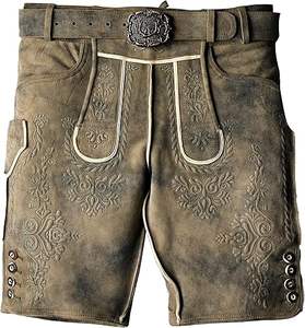 Authentique Mens Lederhosen Shorts Bavarois Allemand Tenue Traditionnelle Oktoberfest Costume avec Broderie - Product Image 1