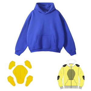 Sweat à capuche moto unisexe personnalisé avec logo coupe-vent pull à fermeture éclair avant niveaux de protection 1 2 haute qualité - Product Image 1