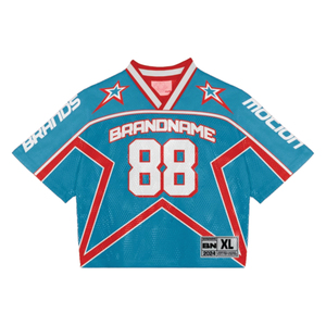 Maillot de football américain rétro sublimé personnalisé en maille respirante à manches courtes, coupe carrée, style streetwear, unisexe, vente en gros - Product Image 4