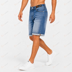 Shorts en jean pour hommes, vente en gros, sur mesure, taille haute, coupe slim, déchirés, décontractés, été, coton extensible - Product Image 3