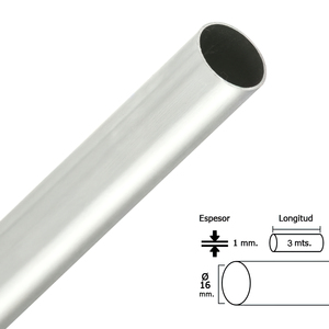 Barra Redonda Cromada para Mueble de 16 mm. O/ (Barra de 3.0 metros) - Product Image 1