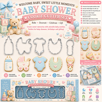 Ensemble de découpoirs à biscuits pour baby shower en acier inoxydable, moules à biscuits pour fondant et biscuits sucrés, fournitures de pâtisserie pour fête de bébé