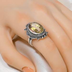 Anillo de Topacio Místico Arcoíris Dorado, Plata de Ley 925, Ajustable, Joyería de Piedras Preciosas, Regalo Hecho a Mano de Lujo - Product Image 4