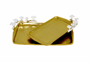 Lujosas bandejas de aluminio 2 en 1 para servir, vajilla de comedor de diseño étnico para decoración del hogar, sala de estar pintada para bebidas - Product Image 5