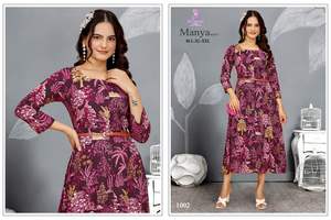 Presentación de nuevo catálogo de vestido de rayón de calidad premium con cinturón de cuero y concepto de diseñador de Maruti Fashion - Product Image 5