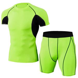 Combinaison de sport de Compression pour homme, ensemble de survêtement de sport à manches courtes, 2 pièces - Product Image 2