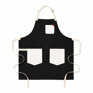 Delantal sin Mangas de Lona Negra con 3 Bolsillos, Lavable a Máquina, Ecológico, Resistente al Agua, para Cocinar, Uso Diario, Estilo Simple - Product Image 1