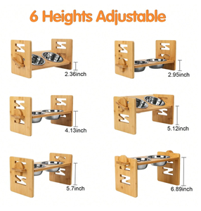 Support surélevé en bois à motif solide avec fonction de chargement, matériau en bambou pour une alimentation saine. - Product Image 5