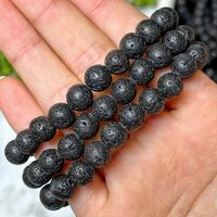 Pulsera de Piedra Volcánica Natural Tallada de Alta Calidad, Cuentas Elásticas de 8mm, Joyería de Piedras Preciosas Hecha a Mano, Tendencia de Moda para Meditación