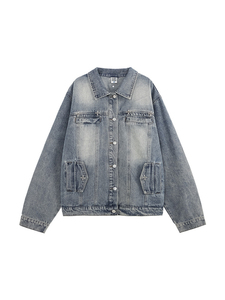 Clothing Manufacturers Washed Rivet Denim <b>Fabrics</b> Custom Denim Jacket Men Men's Jackets - Product Image 6