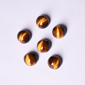 Oeil de tigre doré 14 mm rond flatback cabochon cabochon oeil de tigre calibré pierre précieuse en vrac pour la fabrication de bijoux - Product Image 3