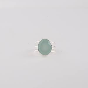 แหวนพลอยอควา ชาลเซโดนี ทรงรี 1.40 กะรัต รับรองโดย IGI เงินแท้ 925 ทำด้วยมือ สำหรับผู้หญิง งานปาร์ตี้ ของขวัญหมั้น - Product Image 1