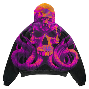 2025 bonne qualité personnalisé français éponge recadrée en détresse Streetwear grande taille unisexe sérigraphie qualité sweats à capuche - Product Image 5