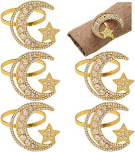 Eid Mubarak Mubarak Mubarak วงแหวนผ้าเช็ดปากโลหะผสมรูปดาวของชาวมุสลิม - Product Image 2