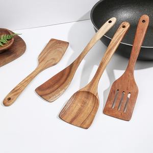 Juego de 4 espátulas de wok natural de alta calidad, otras herramientas de cocina, espátulas de madera para freír, utensilios de cocina de madera - Product Image 1