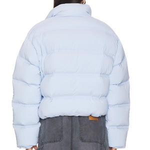 Custom Logo Low MOQ <b>Ladies</b> Warm Outdoor Down Shiny Bubble Cropped Puffer Jacket Quilted Insulated Bomber Women Jacket - Product Image 3