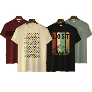 เสื้อยืดแขนสั้นผ้าฝ้าย220g สำหรับผู้ชายเสื้อลำลองแขนสั้นผ้าคอตตอนสีพื้นเสื้อระบายอากาศขนาดพลัสไซส์ไม่พัน - Product Image 1