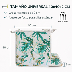 Cuscino per Sedia Idrorepellente 40x40x2 cm 100% Poliestere per Uso Interno ed Esterno, Per Tutte le Stagioni, Facile da Pulire con Cinghie di Fissaggio - Product Image 4