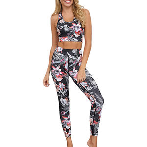 Conjunto de sujetador y mallas de cintura alta sin costuras para mujer patrón sólido transpirable ropa de entrenamiento físico conjunto de dos piezas de talla grande - Product Image 4