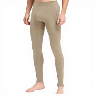 Leggings de compression pour homme, longueur intégrale, couleur unie, taille élastique, matière Spandex Nylon - Product Image 1