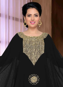 ชุดคาฟตันผ้าจอร์เจียอิสลามปักสีดำ - Product Image 3