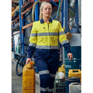 Combinaison de forage en coton haute visibilité pour femmes Combinaison de travail haute visibilité deux tonnes pour femmes - Product Image 5