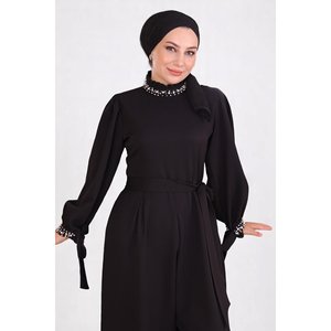 Combinaison noire décontractée avec détails style MSW19152-1 - Product Image 2