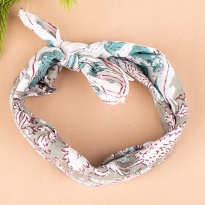 Handblock Cotton <b>Bandana</b> <b>Paisley</b> Floral Headband Face Coverup - Product Image 1