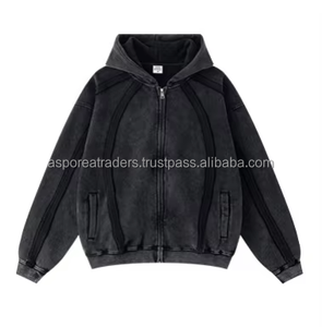 เสื้อฮู้ดซิปขนแกะฟอก100% สำหรับฤดูหนาวใส่ได้ทั้งชายและหญิงมีซิปสองชั้นผ้าคอตตอนพิมพ์ลายมัดย้อม - Product Image 4