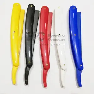 Pegangan plastik warna-warni pemegang pisau cukur lurus untuk mencukur terlaris 2024 alat potong rambut tukang cukur Logo khusus menerima