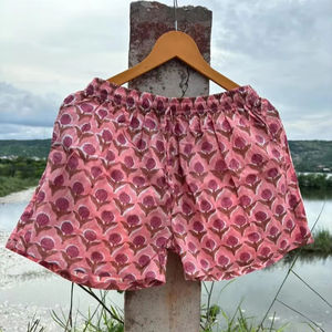 Short d'été unisexe 100% en coton biologique, vêtements de plage faits à la main, vêtements de nuit décontractés de Pune Elastic-Tenues de plage pour femmes - Product Image 1