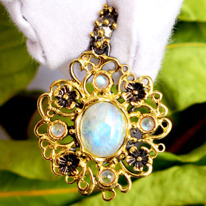 Nueva llegada de alta calidad sólido 925 joyería de plata esterlina Arco Iris piedra lunar piedra preciosa colgante joyería fina para mujeres y niñas - Product Image 3