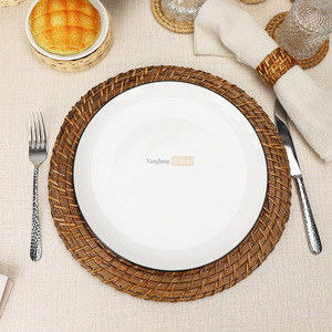 Assiettes de chargeur en or écologiques du Vietnam ensembles de Sousplat en rotin de vaisselle en bambou durable pour la table de cuisine pour les fêtes - Product Image 2