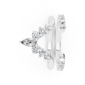 Bague de mariage en or blanc 10 carats fabriquée en usine avec des diamants de laboratoire taillés en poire de style classique pour les fêtes d'anniversaire - Product Image 2