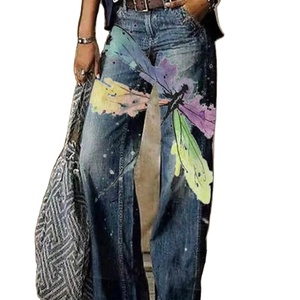 Jeans baggy pour femmes, pantalons en denim coréens hip-hop, vêtements de mode, jeans Rock Revival pour femmes - Product Image 1