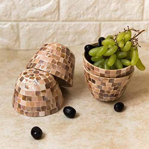 Premium Quality Fresh Dates Storage Mother of Pearl Serving Bowl for Ramadan Gifts and Dining Use Snack MOP Inlaid Bowl