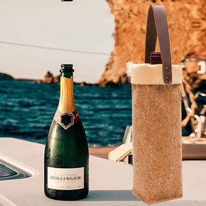 Bolsa de asas de vino de botella individual ecológica, bolsa de transporte de corcho Natural reutilizable, una botella, regalo de viaje protector portátil para vino - Product Image 5