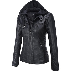 Woman Fashion Jacket Casual Oversized Solid Zipper Female Genuine Leather Jacket Outwear Coat Women Motorcycle Leather Jackets - Product Image 1