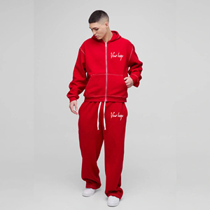 Custom Winter Streetwear Faded Tracksuit Flare Sweatpants Baggy Lightweight Hoodie and Jogger Pants <b>Set</b> Oversized 100% Cotton - Product Image 4