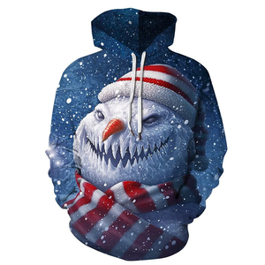 Christmas Oversized 3D for Puff Print Hoodie for Men 100% Cotton Embroidered Modest Pullover - Product Image 3