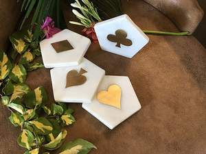 Luxury Marble <b>Coaster</b> Set Natural Stone Round Square <b>Drink</b> <b>Coasters</b> for Dining Table Office Bar Hotel Use - Product Image 5