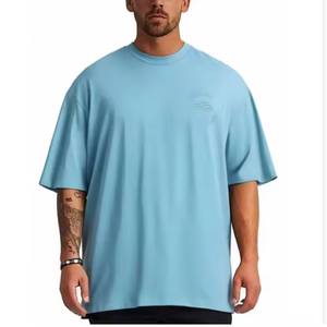 T-shirt uni 100% coton de haute qualité pour hommes Épaule tombante avec logo d'impression personnalisé Conception de logo avant respirant - Product Image 1