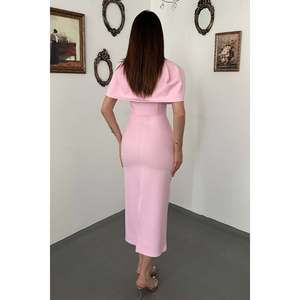 Elisa Fashion <b>Woman</b> Pink Single Buckle Cape Dress - Product Image 5